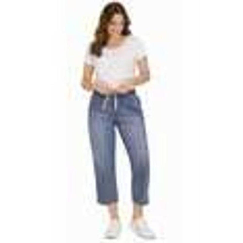 Kensie Jeans Womens Dark Blue Smocked Waist Drawstring Denim Jogger Pants Small